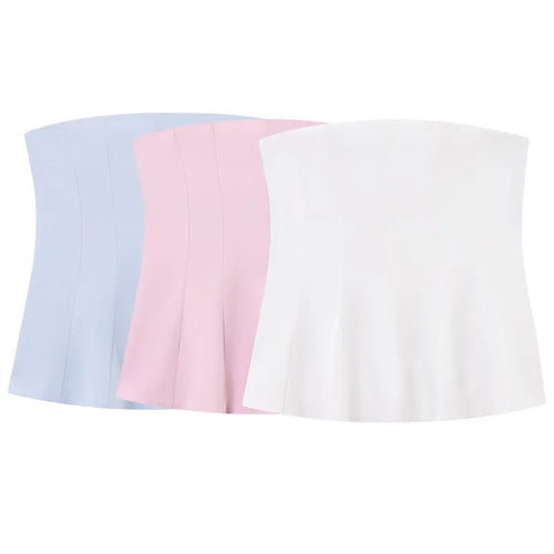 HXAO Strapless Corset Top Women 2025 Tanks & Camis Pink White Blue Top Ruffled Off Shoulder Backless Tank Top Cute Tube Tops 066